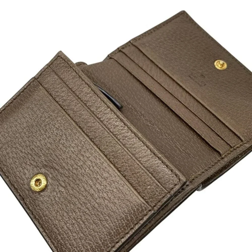 Gucci Bifold Wallet Ophidia Dark Brown Red Multi Cotton Leather Dark X Multi - Picture 3 of 7